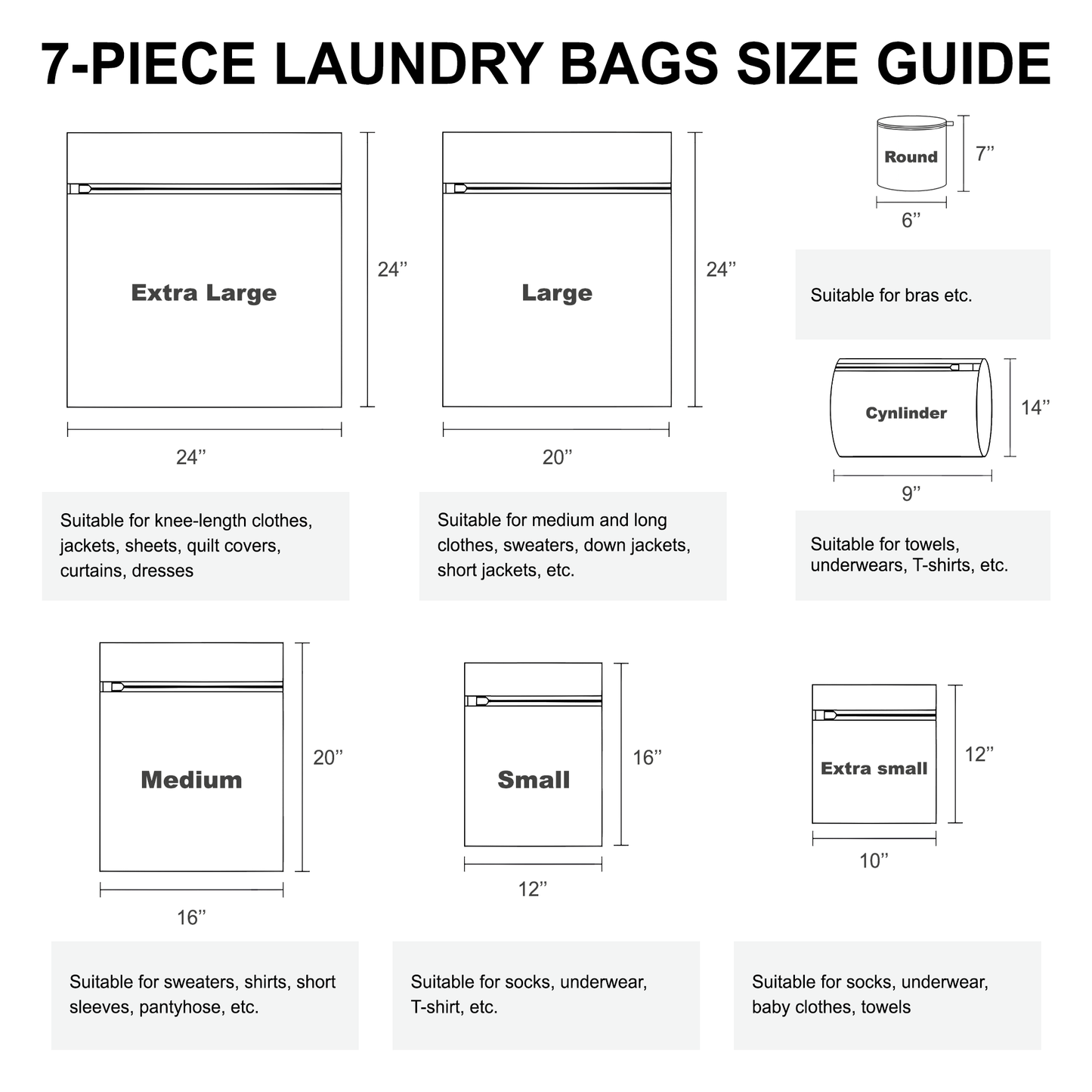 7-Piece Premium Mesh Laundry Bags Set