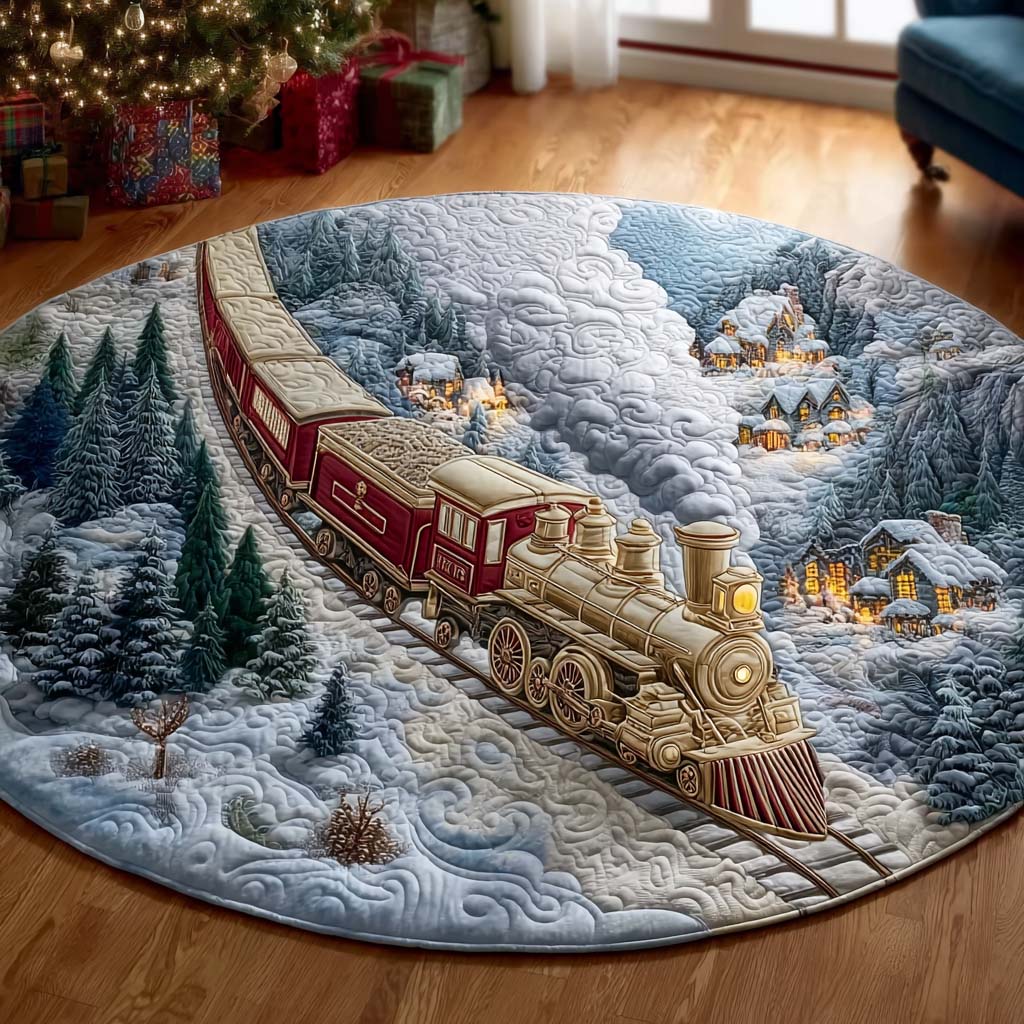 A Cozy Christmas Town Quilted Round Mat NCU0HT087