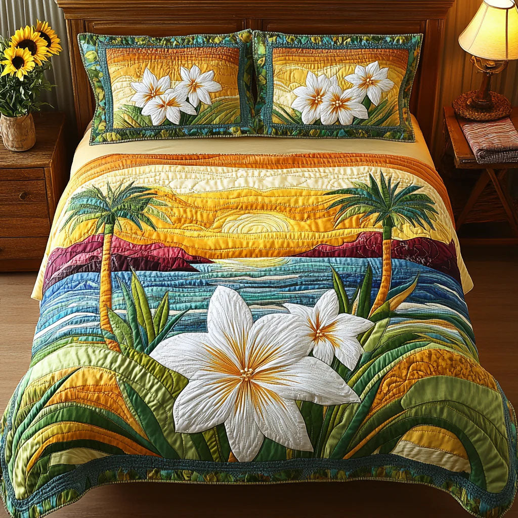 Aloha Comfort 3-Piece Quilted Bedding Set NCU0VL1800