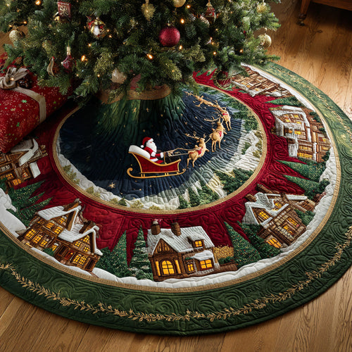 Alpine Village Ride Christmas Quilted Tree Skirt NCU0DH393