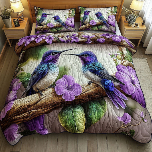 Amethyst Lovebirds 3-Piece Quilted Bedding Set NCU0NT5839