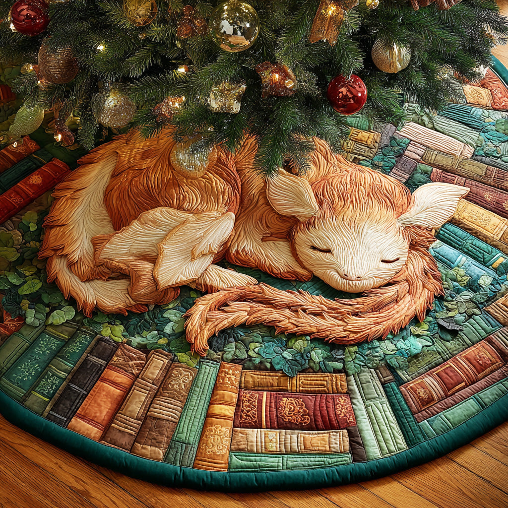 Ancient Tome Dragon Christmas Quilted Tree Skirt NCU0ND014