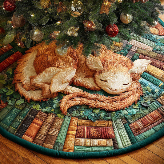 Ancient Tome Dragon Christmas Quilted Tree Skirt NCU0ND014