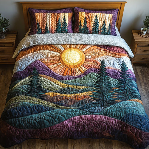 Aurora Rays Quilt 3-Piece Quilted Bedding Set NCU0NL005