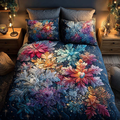 Aurora Snow Blooms 3-Piece Quilted Bedding Set NCU0QQ126