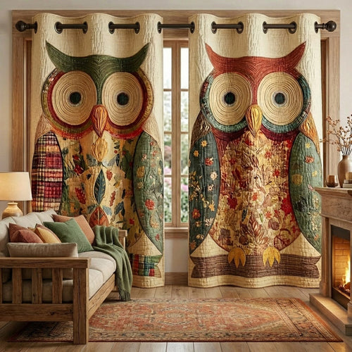 Autumn Owl Quilted Curtains NCU0QQ217