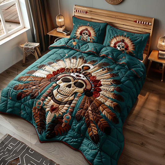 Aztec Skull 3-Piece Quilted Bedding Set NCU0QQ009