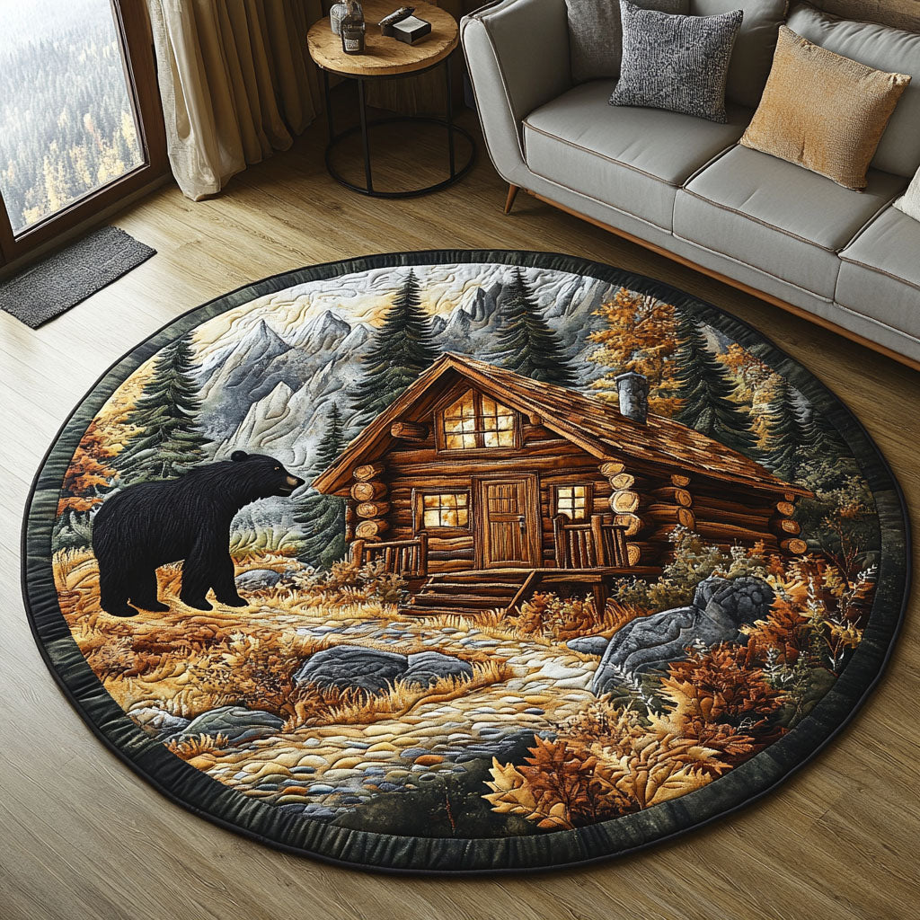 Bear Country Cabin Quilted Round Mat NCU0PT6769
