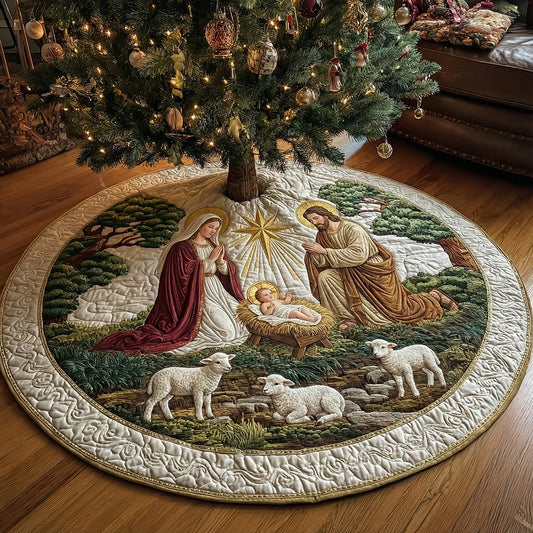 Bethlehem Meadow Nativity Christmas Quilted Tree Skirt NCU0DH606