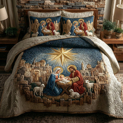 Bethlehem Star 3-Piece Quilted Bedding Set NCU0DH617
