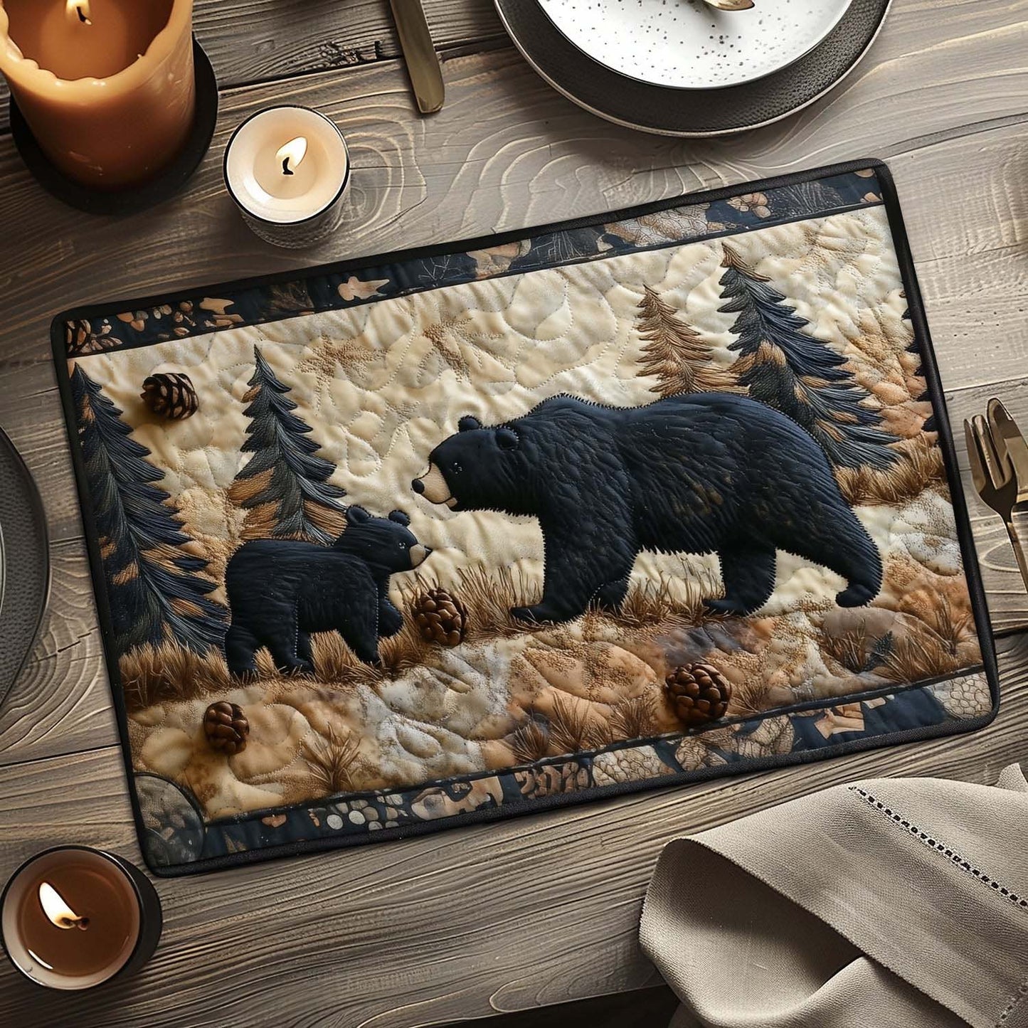 Black Bear Family Quilted Place Mat NCU0DV4309