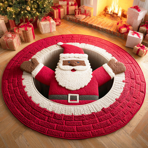 Black Santa Quilted Round Mat NCU0TD505