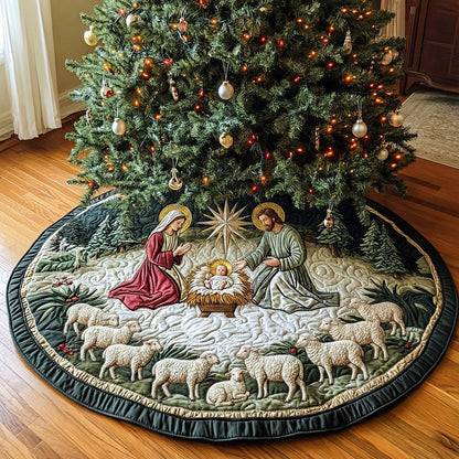 Blessed Star Nativity Christmas Quilted Tree Skirt NCU0DH608