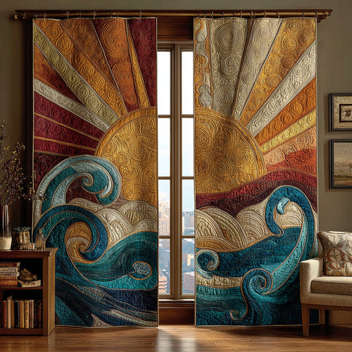 Blooming Hillscape Quilted Curtains NCU0DH655