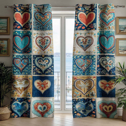 Blue Heartfolk Quilted Curtains NCU0DX032