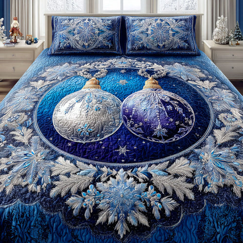 Blue Winter Charm 3-Piece Quilted Bedding Set NCU0TD971