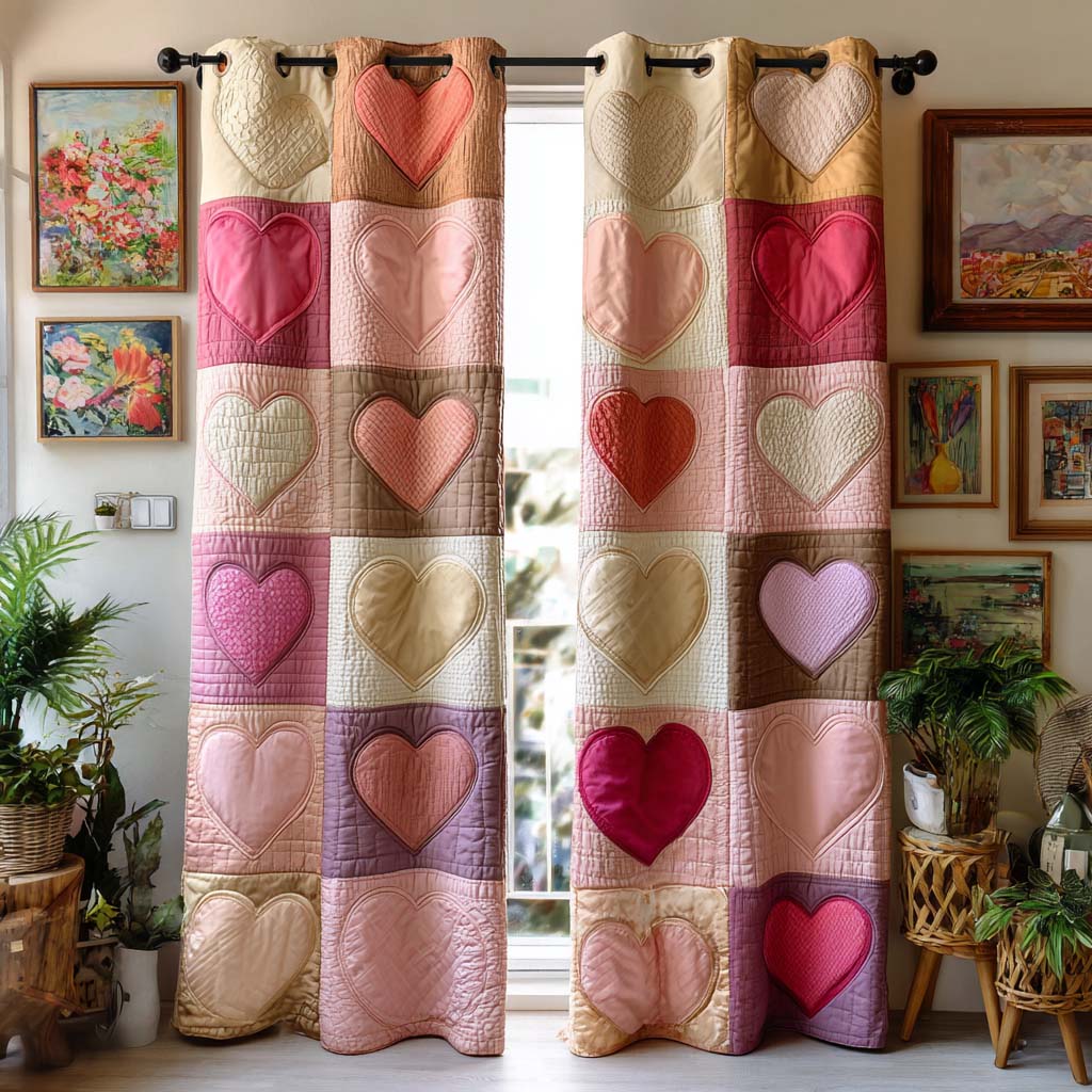Blush Harmony Quilted Curtains NCU0DX028