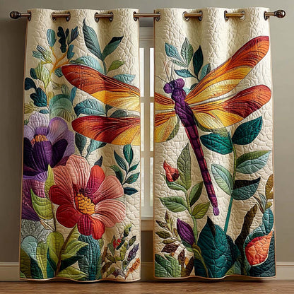 Botanical Dragonfly Bloom Quilted Curtains NCU0QQ166