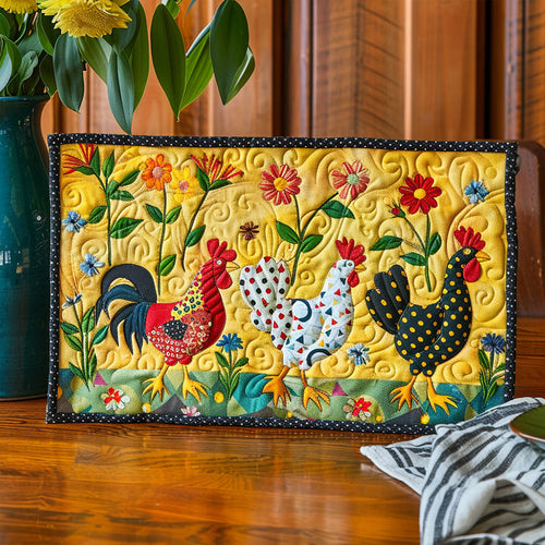 Bright Chicken Meadow Quilted Place Mat NCU0TL224