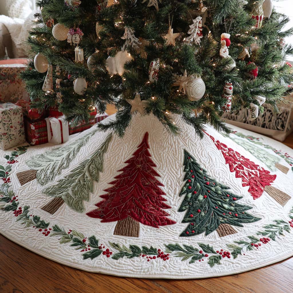 Bright Season Christmas Quilted Tree Skirt NCU0TN84