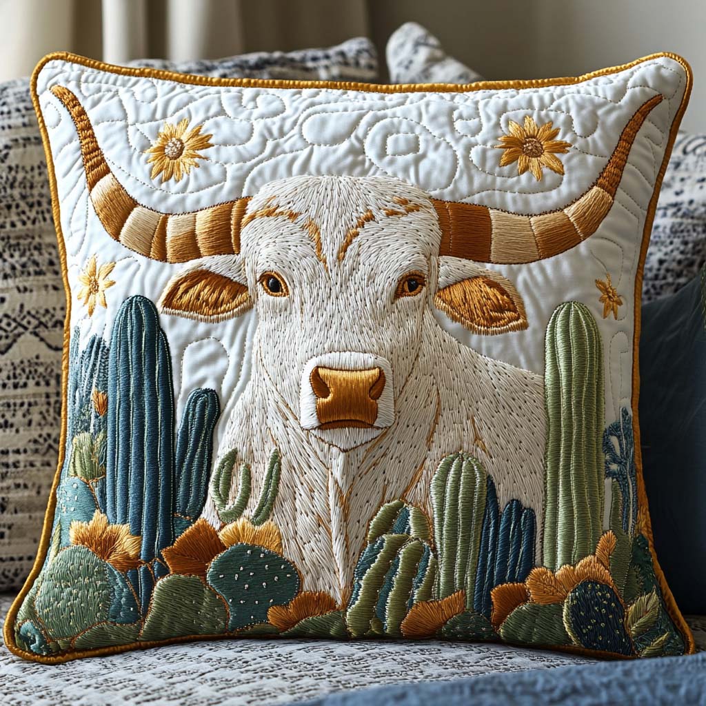Cactus Longhorn Quilted Pillow Case NCU0DV5180