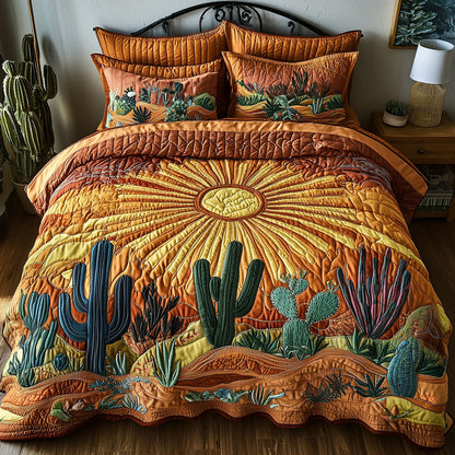Cactus Sunrise 3-Piece Quilted Bedding Set NCU0VH3070
