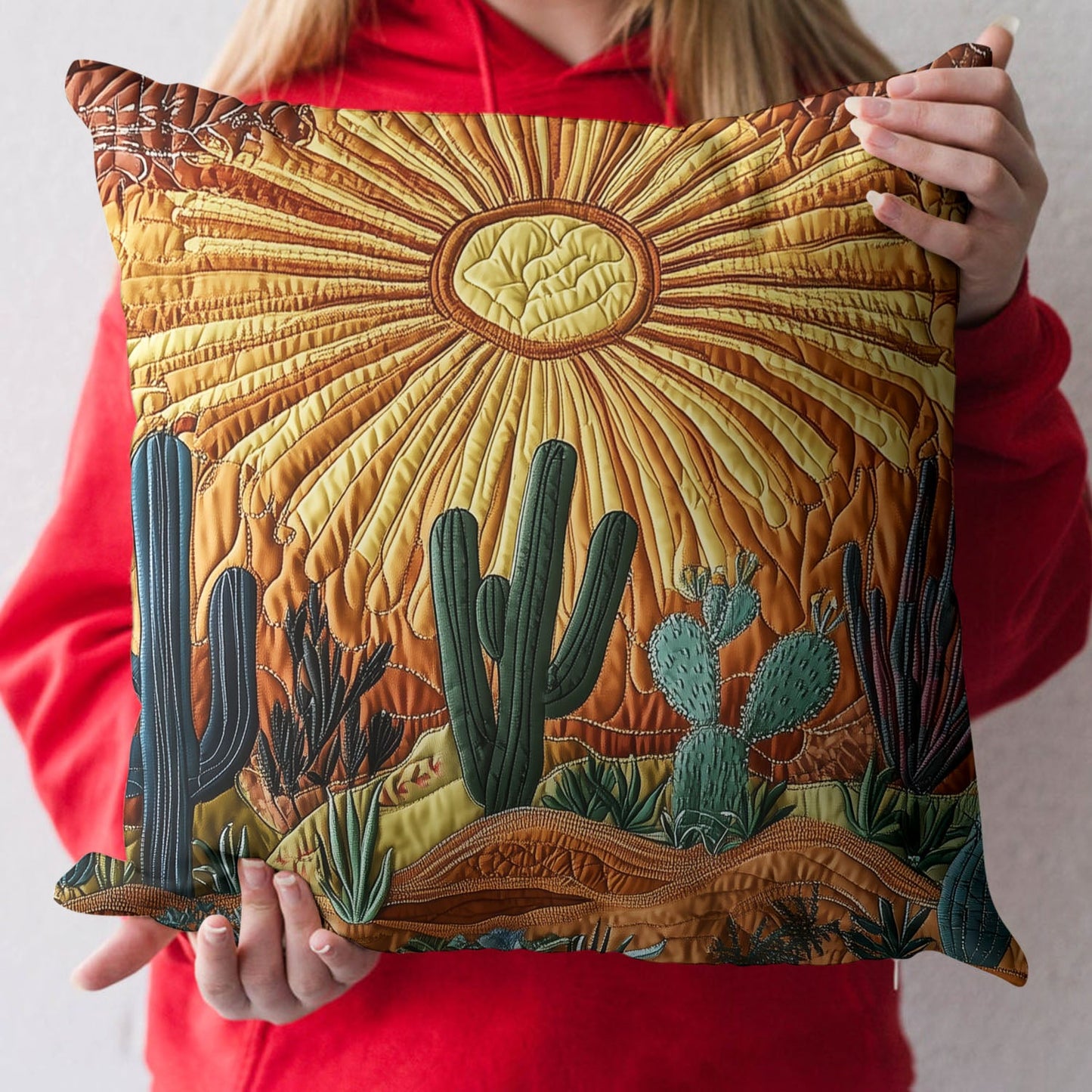Cactus Sunrise Quilted Pillow Case NCU0VH3221