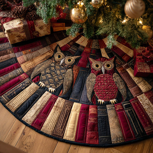 Candlelight Study Owl Christmas Quilted Tree Skirt NCU0ND003