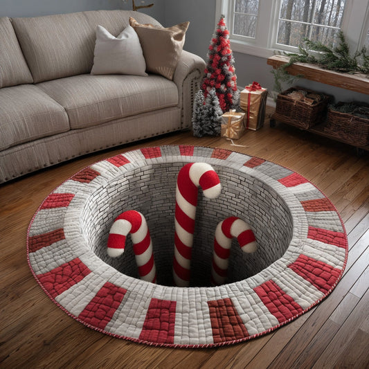 Candy Cane Pit Quilted Round Mat NCU0DV7774