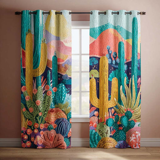 Canyon Cactus Garden Quilted Curtains NCU0QQ180