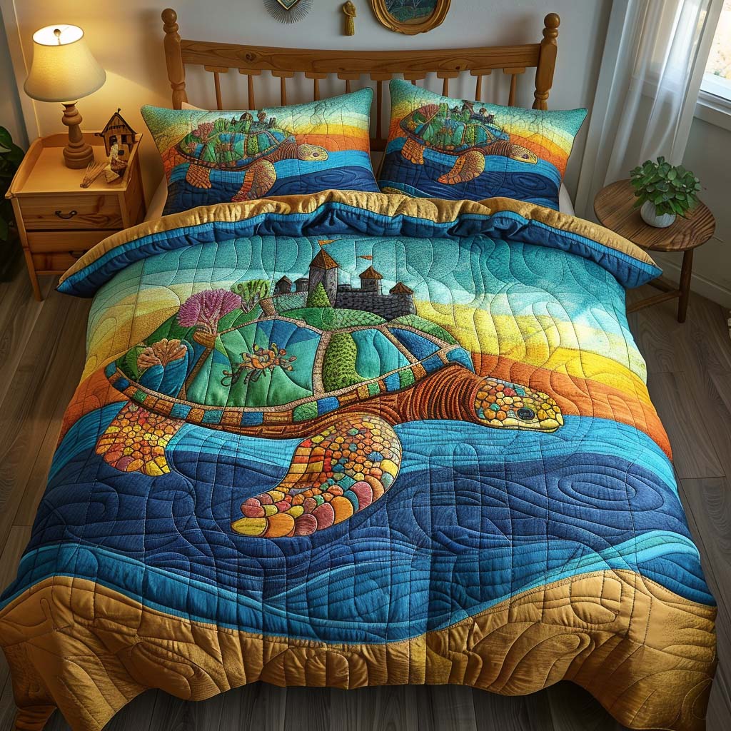 Castle Turtle 3-Piece Quilted Bedding Set NCU0QQ004