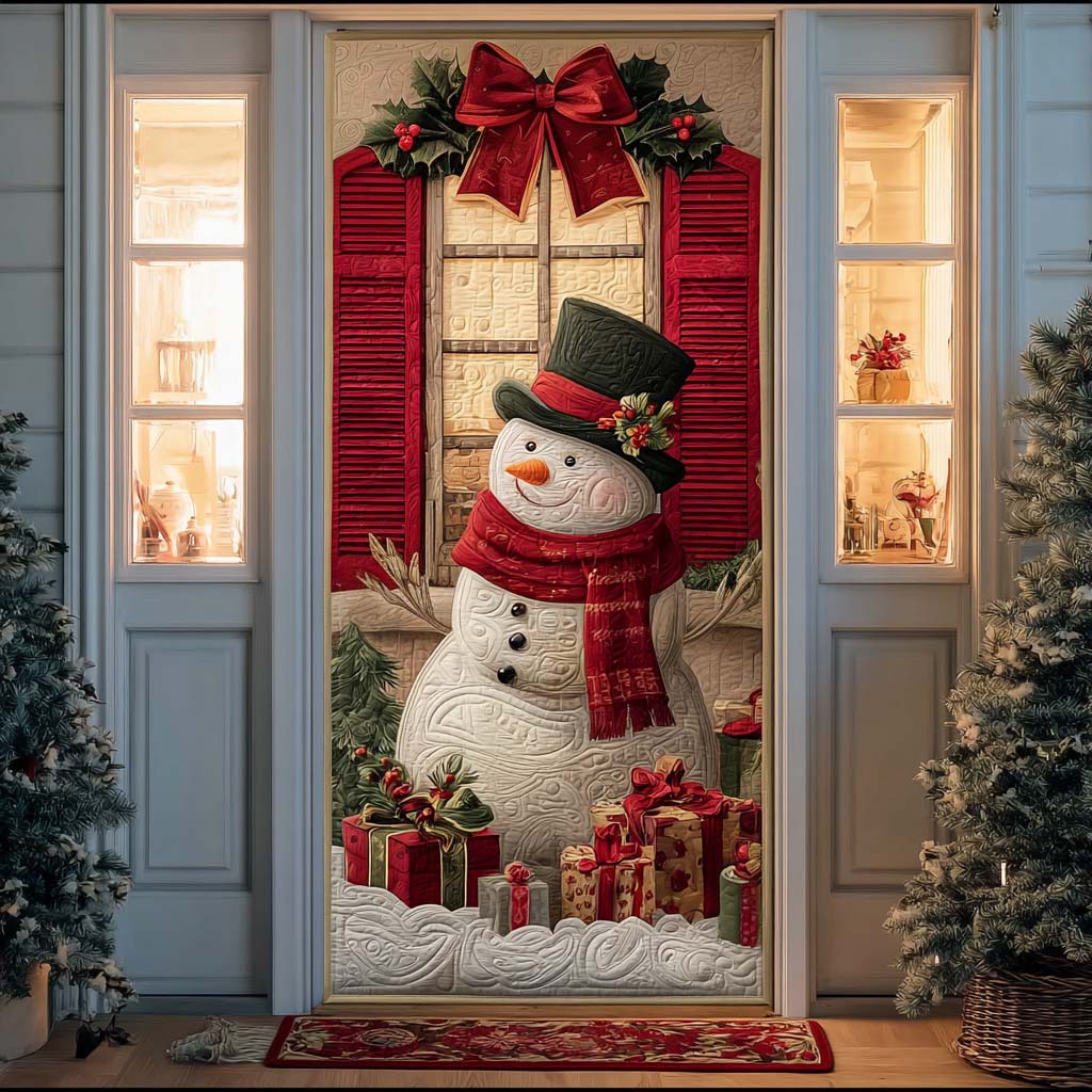 Charming Snowman Quilted Door Cover NCU0HT059