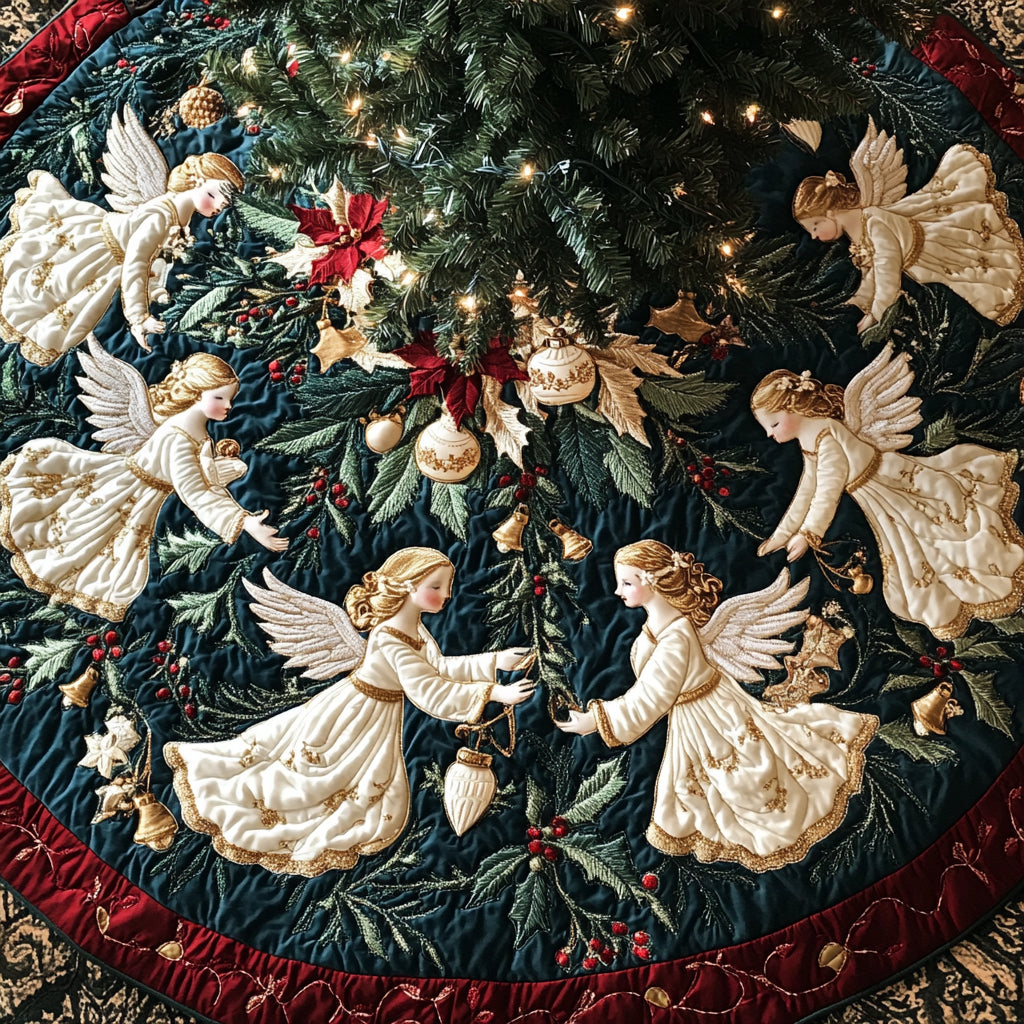 Cherubic Charm Christmas Quilted Tree Skirt NCU0DV2271