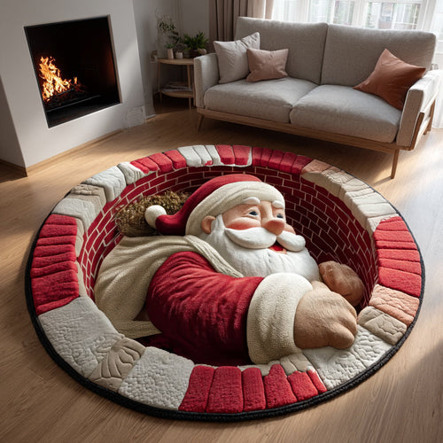 Chimney Santa Claus Illusion Quilted Round Mat NCU0HH361