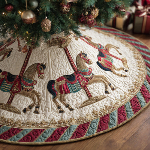 Christmas Carousel Christmas Quilted Tree Skirt NCU0DH403