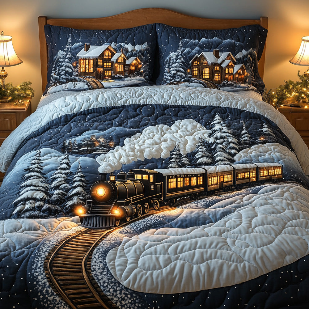 Christmas Express 3-Piece Quilted Bedding Set NCU0DH333