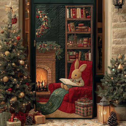 Christmas Fireside Reader Quilted Door Cover NCU0DH503