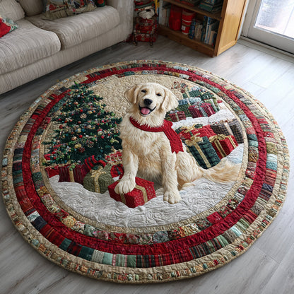 Christmas Golden Retriever Quilted Round Mat NCU0HH170