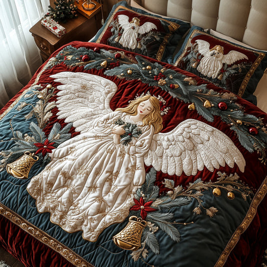 Christmas Heralds 3-Piece Quilted Bedding Set NCU0DV2294