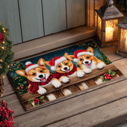 Christmas Trio Corgis Doormat NCU0XD812