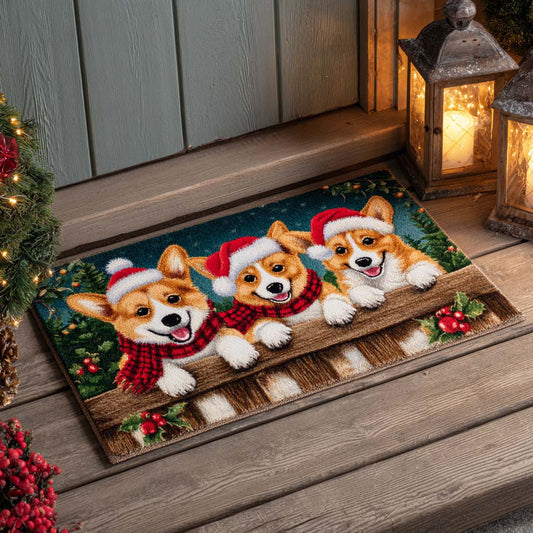 Christmas Trio Corgis Doormat NCU0XD812