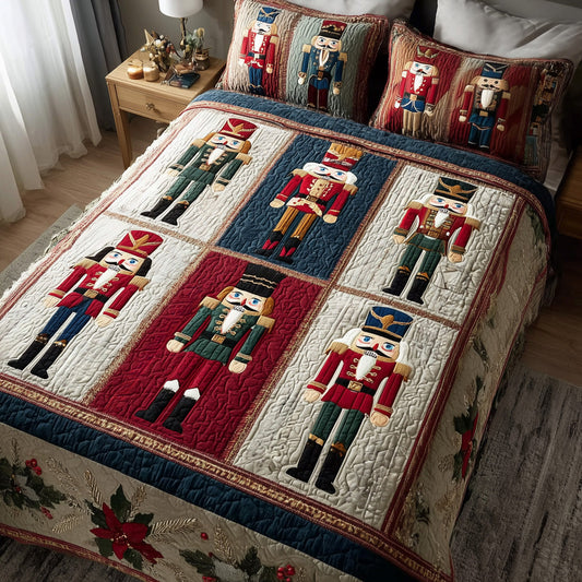 Classic Nutcracker Holiday 3-Piece Quilted Bedding Set NCU0DH514