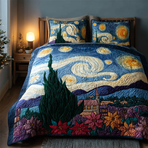 Classic Starry Night 3-Piece Quilted Bedding Set NCU0DH439