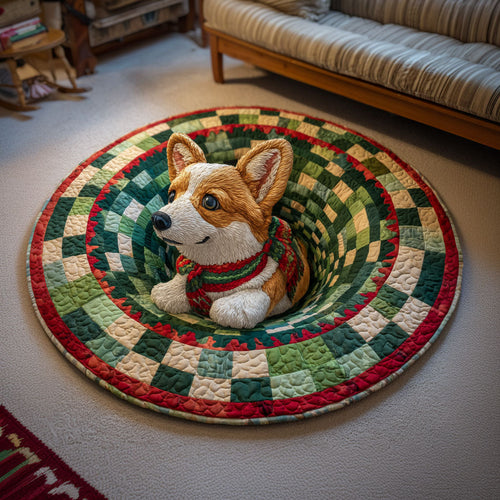 Corgi Noel Quilted Round Mat NCU0TD499