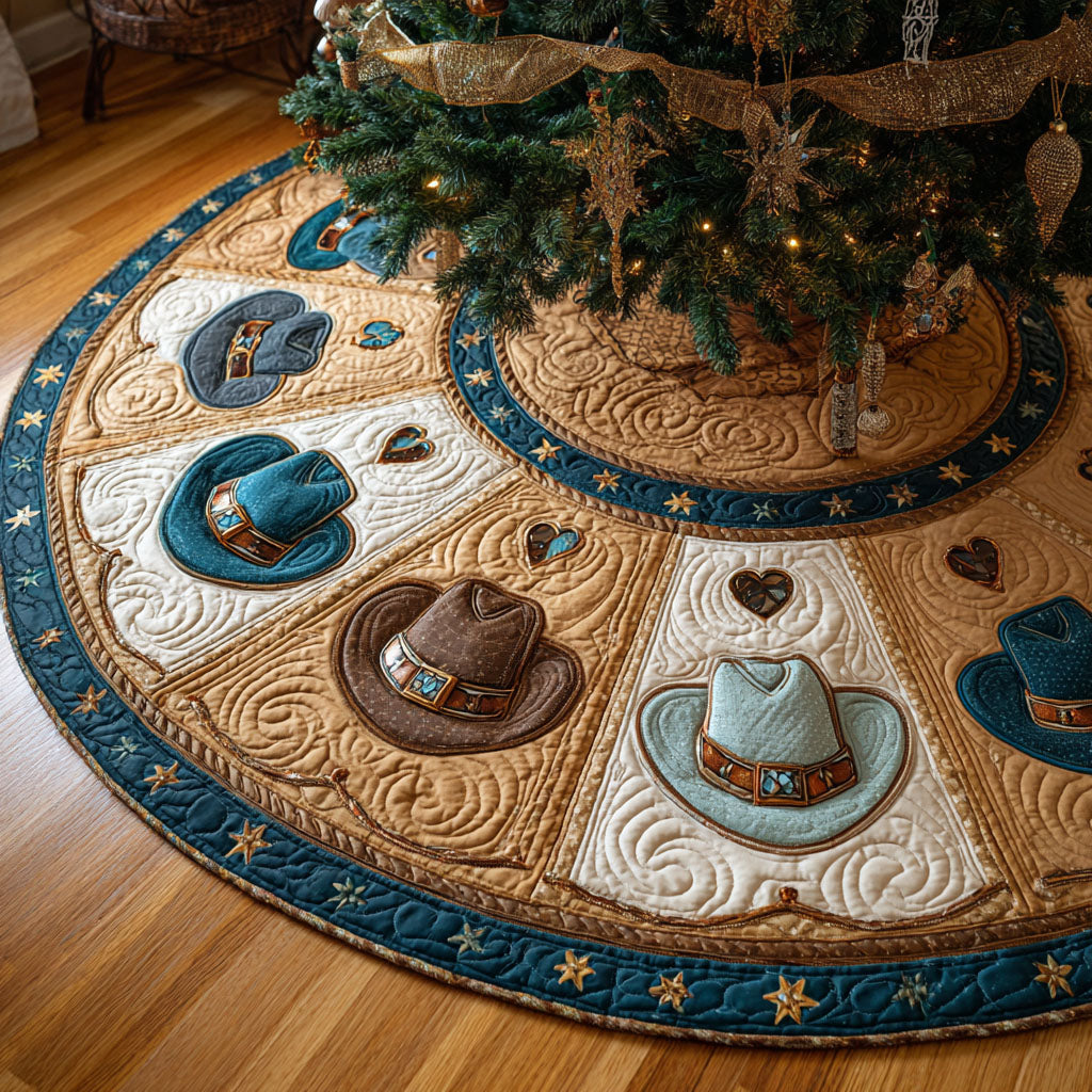 Cowboy Hats Christmas Quilted Tree Skirt NCU0TV914