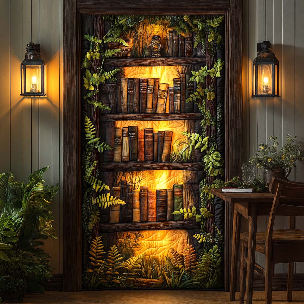 Cozy Book Nook Quilted Door Cover NCU0TN59