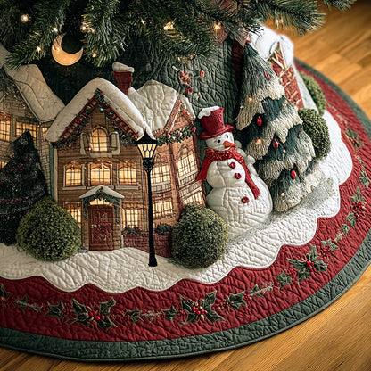 Cozy Snow Village Christmas Quilted Tree Skirt NCU0NTD811