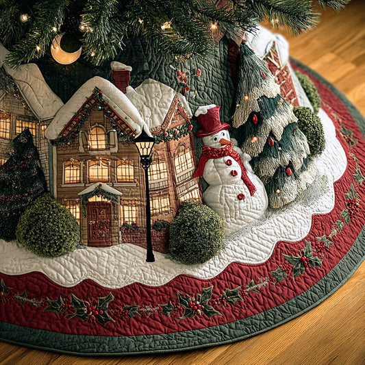 Cozy Snow Village Christmas Quilted Tree Skirt NCU0NTD811