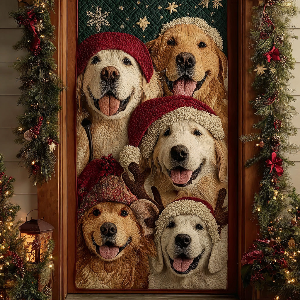 Cozy Winter Goldens Quilted Door Cover NCU0DH420