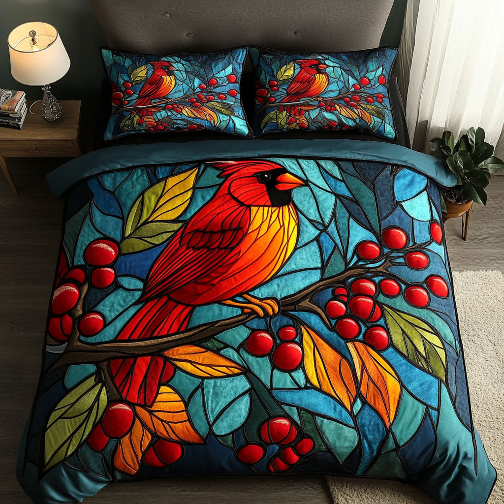 Crimson Forest Charm 3-Piece Quilted Bedding Set NCU0DK2602